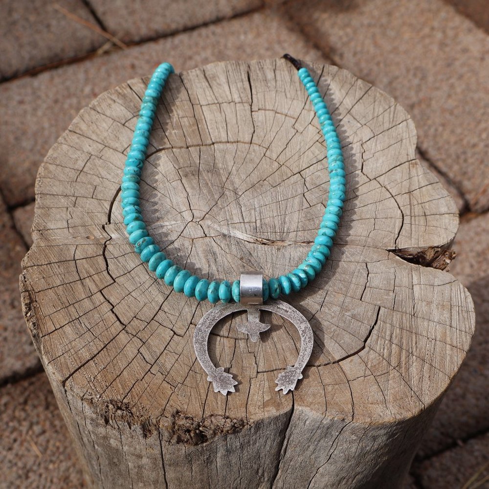 Vintage Navajo Necklace Naja‎ Genuine Native American Sterling Silver Jewelry ** - Picture 6 of 11